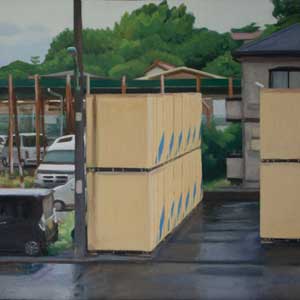 the containers/oil on panel