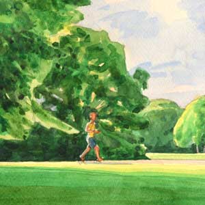 the park in summer/water color on paper/242*333mm