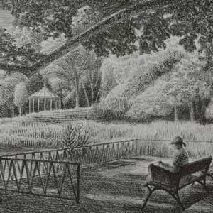 at the pond, No.4/lithograph/220*310mm (image)