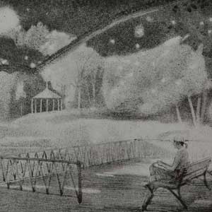 at the pond, No.2/lithograph/220*310mm (image)