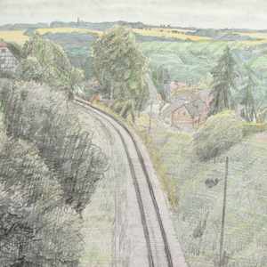 landscape with rails/pencil and color pencil on paper/250*350mm