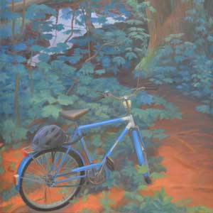 a bicycle by the river/oil on canvas/1600*1200mm